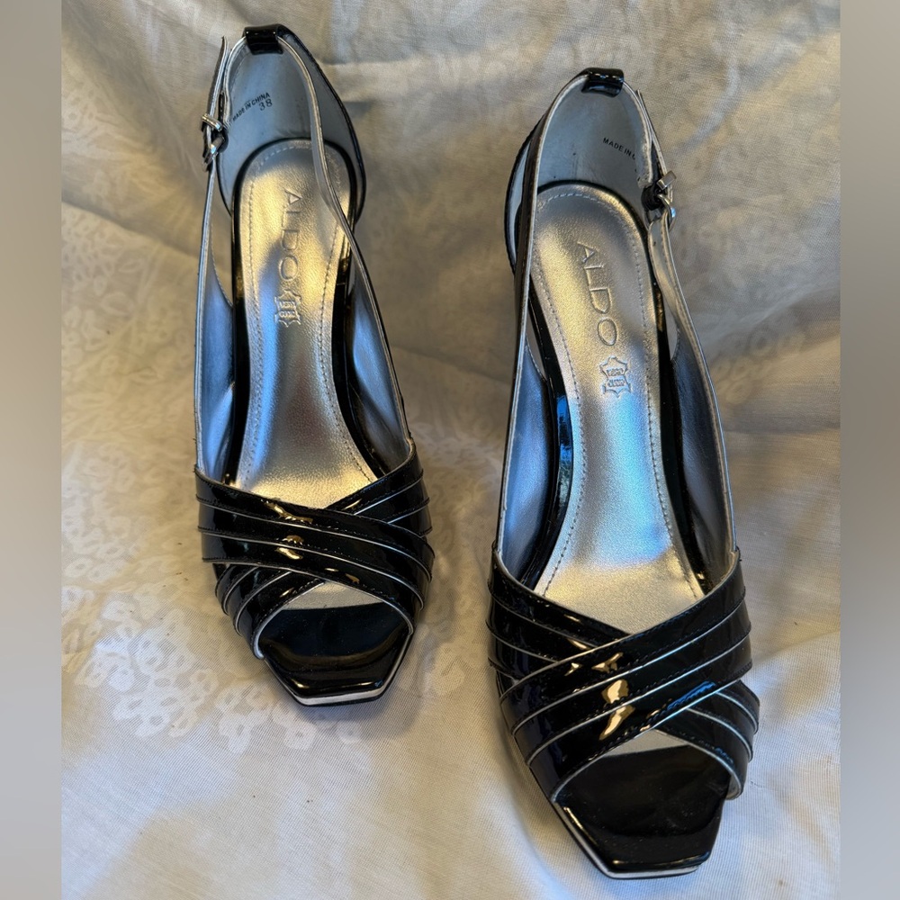 Aldo Black & Silver Stiletto Heels